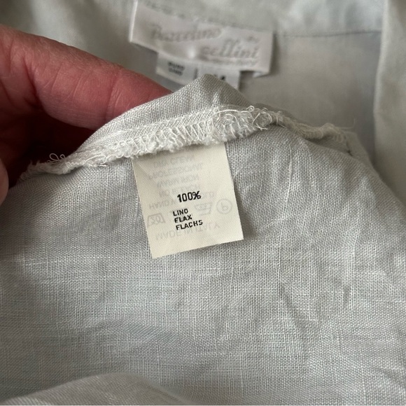 BARCELINO by Cellini Light Gray Linen Button-Up Shirt Minimalist Old Money 8 - Picture 11 of 14